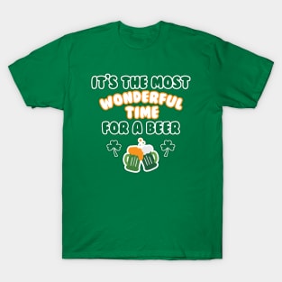 Funny Irish St Patricks Day Drinking Most Wonderful Time For A Beer T-Shirt